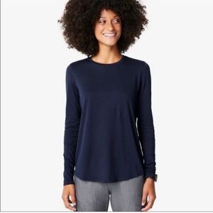Figs Supersoft Underscrub Long Sleeve Top Navy Blue